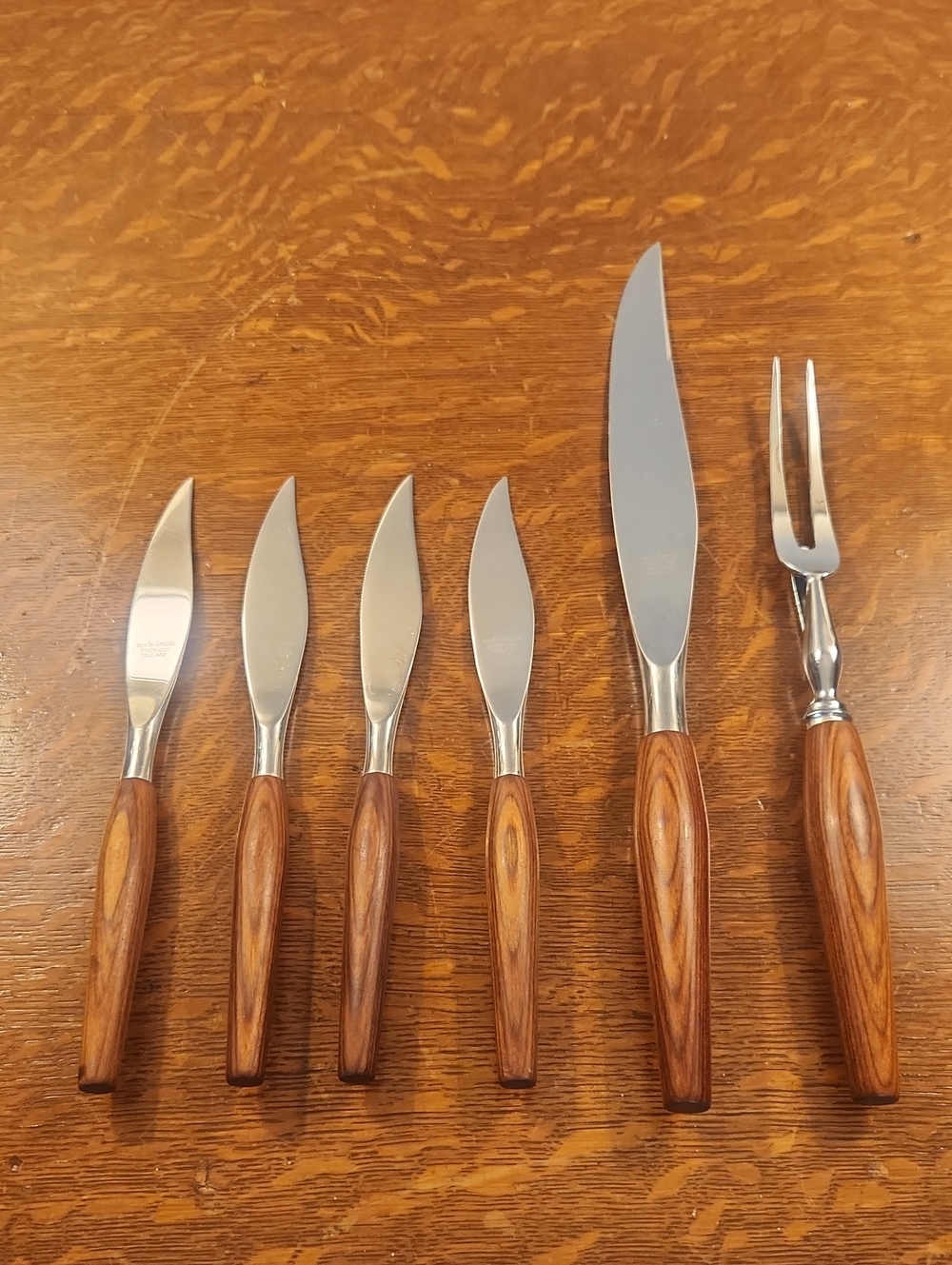 Vintage MCM Mode Danish Sheffield England Steak Knife & Carving Set Stainless